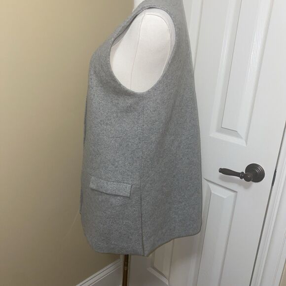 Elevenses Wool Vest Small Women's Anthropologie Gray Open Front Pockets Lined - Picture 4 of 9
